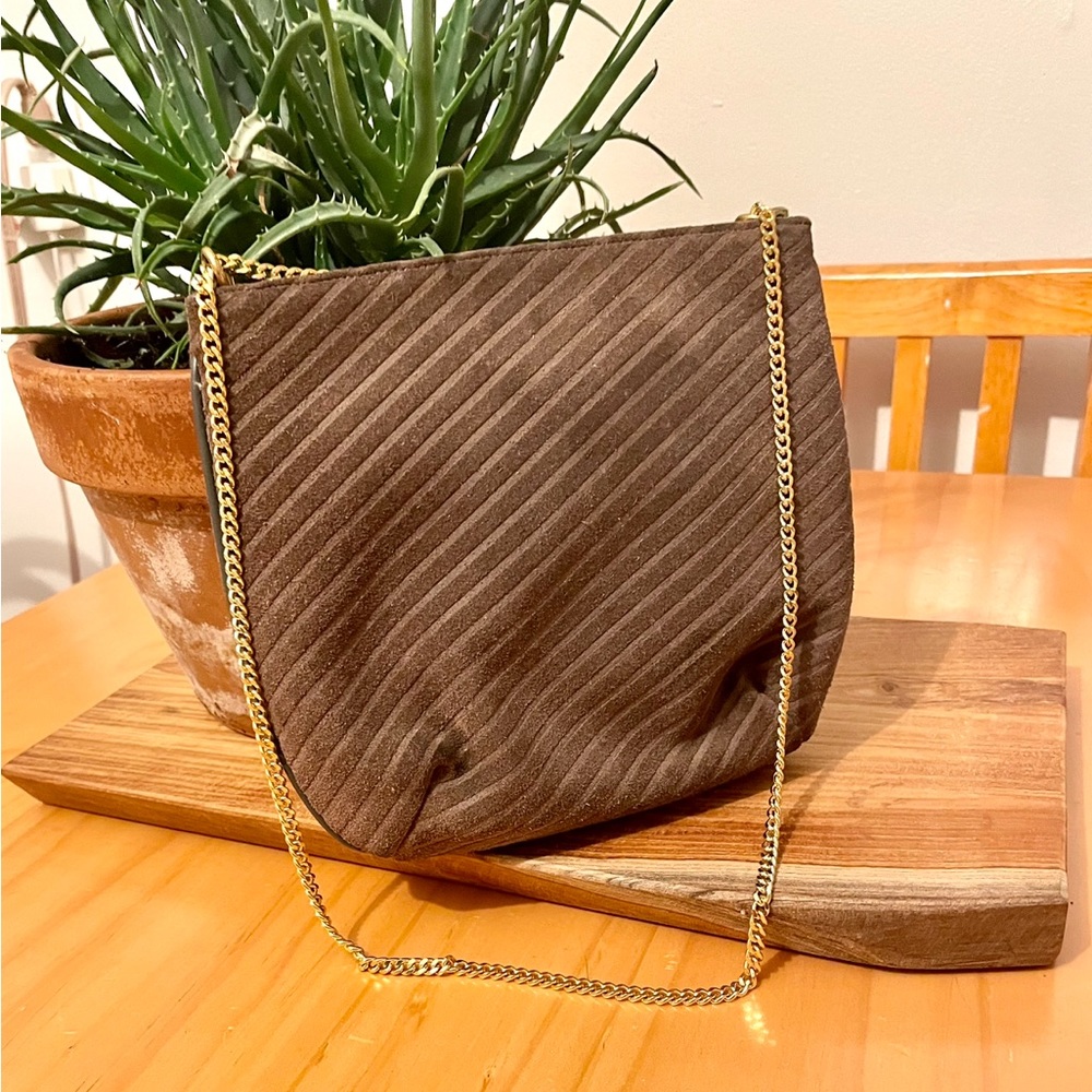 Vintage Coblentz brown suede bag with gold chain